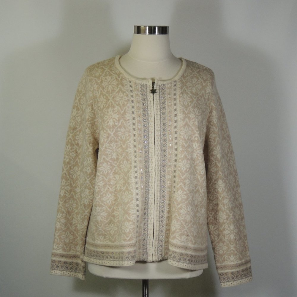 Coldwater Creek Beaded Zip Front Sweater - Beautiful!